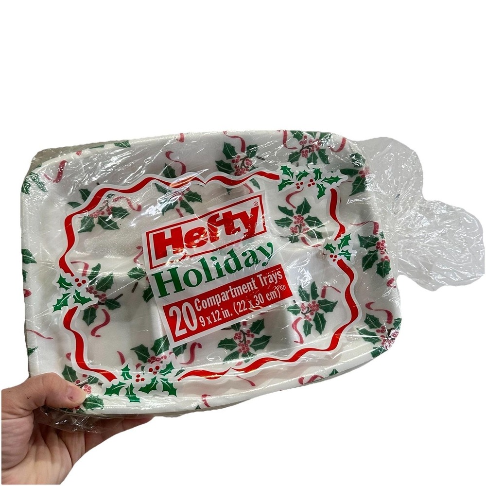 Hefty Holiday Compartment‎ Trays Foam Disposable Plated 15 Count Vintage NOS